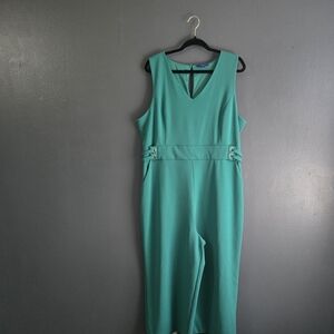 Apt. 9 Emerald Green V-neck Wide Leg Sleeveless Jumpsuit 2X